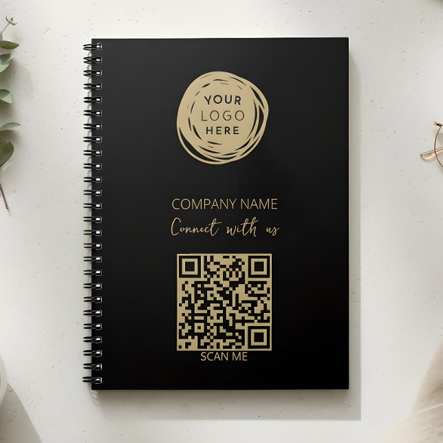 Carnet Logo d'entreprise Code QR Noir Moderne (Créateur téléchargé)