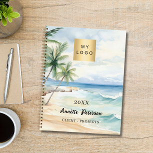Carnet Logo d'entreprise de palmiers tropicaux de plage v