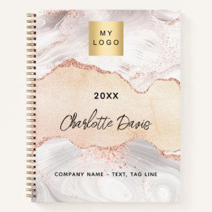 Carnet Logo d'entreprise élégant en or rose agate