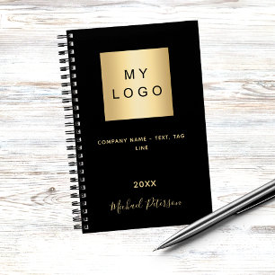 Carnet Logo d'entreprise noir or nom script