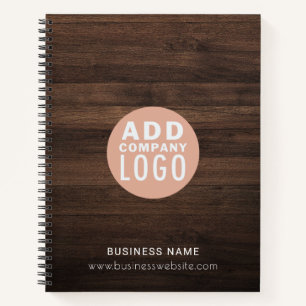 Carnet Logo d'entreprise personnalisé aspect bois rustiqu