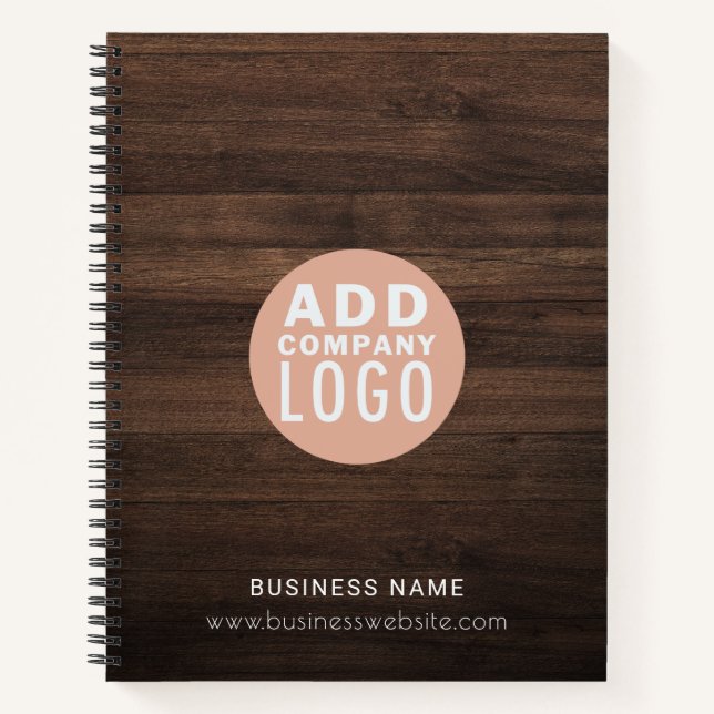 Carnet Logo d'entreprise personnalisé en bois rustique (Devant)