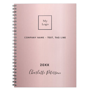 Carnet Logo d'entreprise rose gêné élégant monogramme