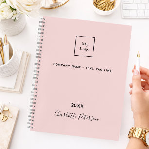 Carnet Logo d'entreprise rose gêné monogramme élégant