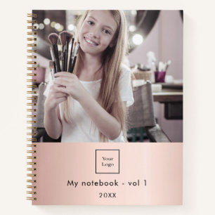 Carnet Logo d'entreprise rose maquillage d'or