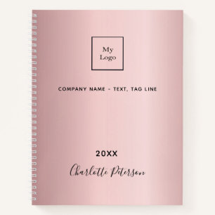 Carnet Logo d'entreprise rose pâle élégant monogramme