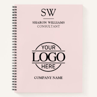 Carnet Logo d'entreprise simple rose pâle Monogramme init