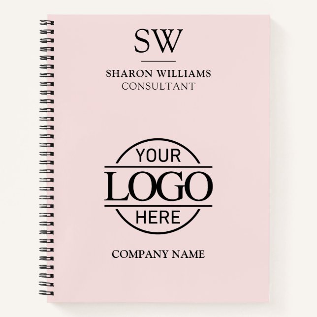 Carnet Logo d'entreprise simple rose pâle Monogramme init (Devant)