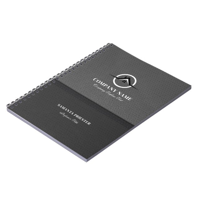 Carnet Logo En Cuir Faux Noir Et Gris De L'Écran Fraction (Côté gauche)