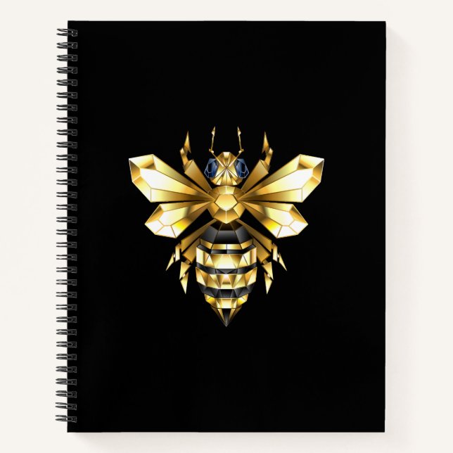 Carnet Logo Faux Gold Foil Bee Polygonal sur Noir (Devant)