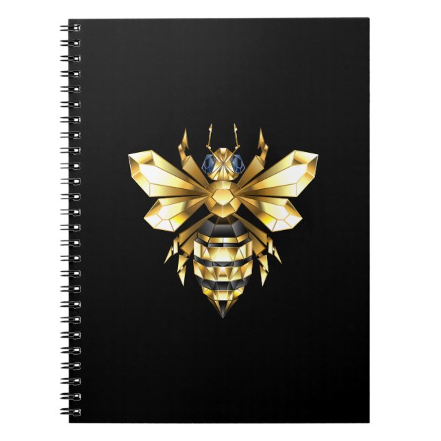 Carnet Logo Faux Gold Foil Bee Polygonal sur Noir (Devant)