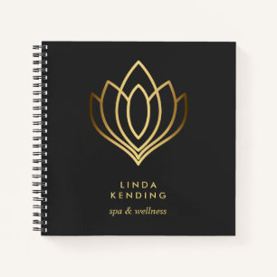 Carnet Logo Gold Lotus   Gris   Monogramme personnalisé