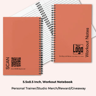 Carnet Logo Minimal Orange Noir Devise Fitness Entraîneme