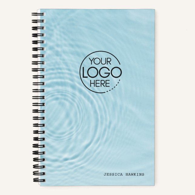 Carnet Logo moderne ripples d'eau bleu clair tendance (Recto)