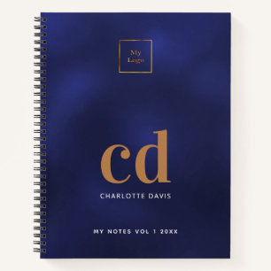 Carnet Logo monogramme initial entreprise bleu marine or