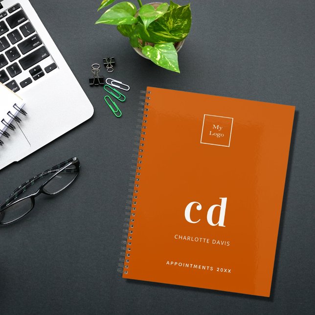 Carnet Logo monogramme initiales en orange brûlé affaires (Créateur téléchargé)