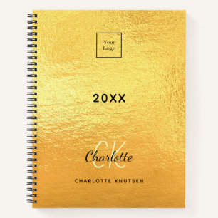 Carnet Logo monogramme initiales entreprise métal doré