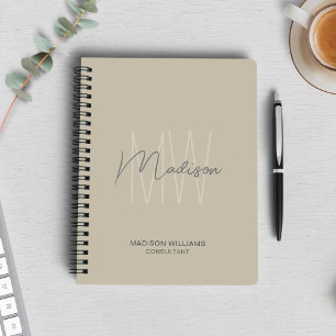 Carnet Logo Monogramme Moderne Beige Consultant