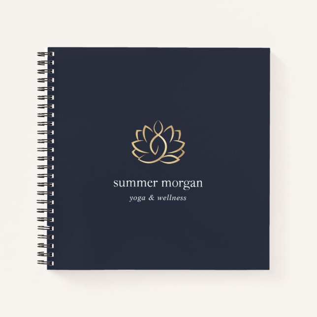 Carnet Logo Navy & Gold Lotus (Devant)