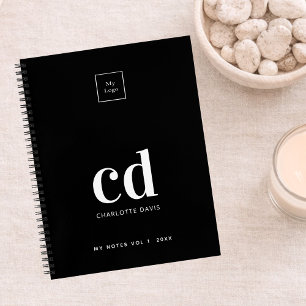 Carnet Logo noir blanc monogramme initiales entreprise