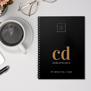 Carnet Logo noir monogramme initiales entreprise