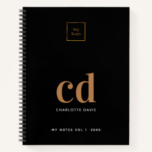 Carnet Logo noir monogramme initiales entreprise