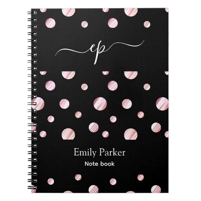 Carnet Logo personnalisé Black Pink Monogramme Script Nom (Devant)