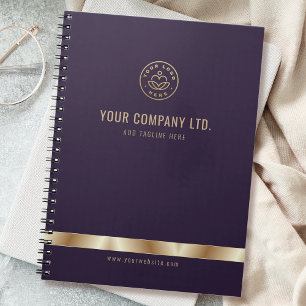Carnet Logo Personnalisé Élégant Purple Gold