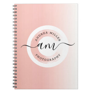 Carnet Logo personnalisé minimaliste or rose Élégant