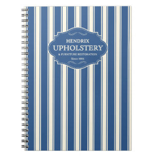 Carnet Logo personnalisé rayures bleues vintage