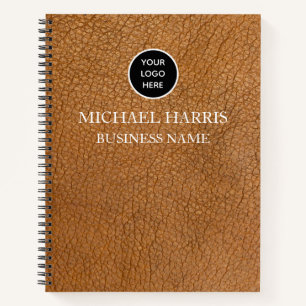 Carnet Logo professionnel Monogramme en cuir Brown Busine