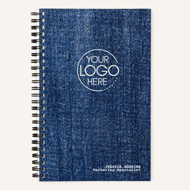 Carnet Logo tendance Worn Blue Denim Modern (Recto)