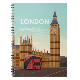 Carnet London England Big Ben Vintage Travel
