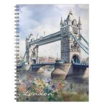 London Tower Bridge Travel Watercolor