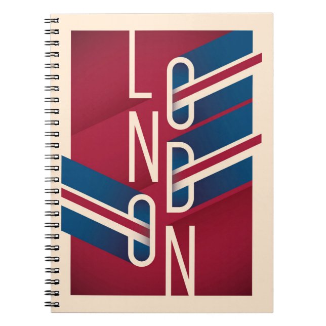 Carnet Londres, Angleterre| Typographie illustrée rétro (Devant)