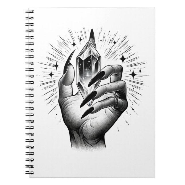 Carnet Longue Black Nails & Crystal Magie Spell Grimoire (Devant)