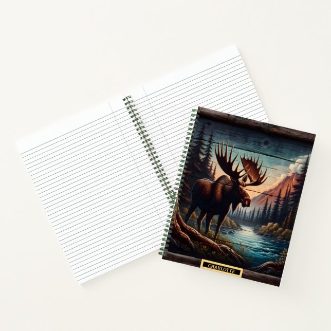 Carnet L'orignal au bord d'un cours d'eau paisible (Intérieur)