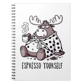 Carnet L'orignal boit du café dans une robe Poka Dot