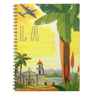 Carnet Los Angeles vintage, Californie Mission avec palmi