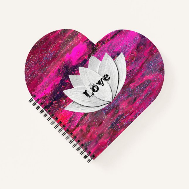 Carnet Lotus Fleur rose Galaxie Coeur forme Notebook Lotu (Devant)