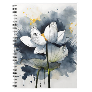 Carnet Lotus - Fleurs aquarelles