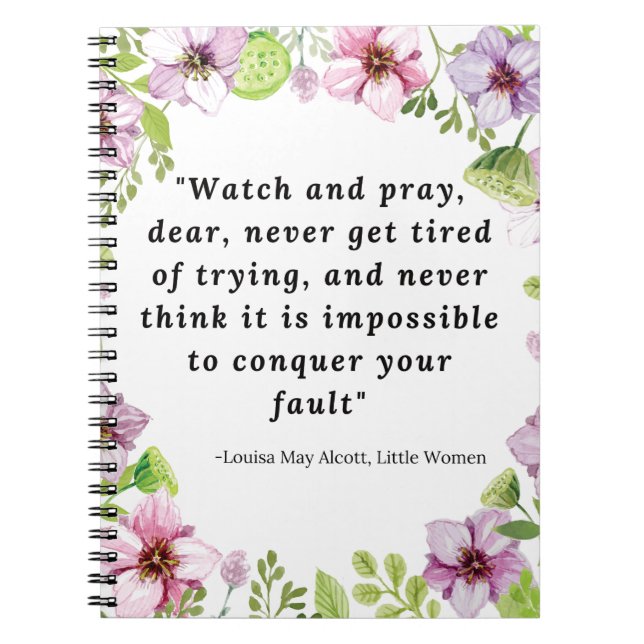 Carnet Louisa May Alcott, Citation De Petites Femmes (Devant)