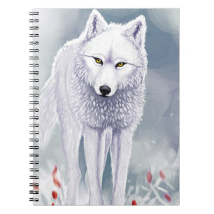 Carnet loup blanc (80 pages avec lignes noires)