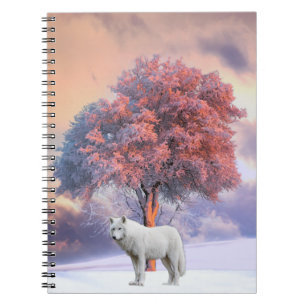 Carnet Loup blanc en hiver   Ordinateur portable Spiral