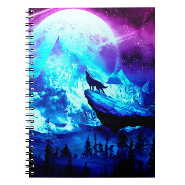Carnet Loup coloré hurlant (Devant)