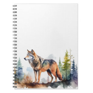 Carnet Loup en forêt à l'aquarelle