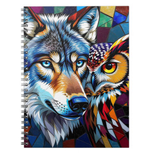 Carnet Loup et Hibou Vibrants et Colorés