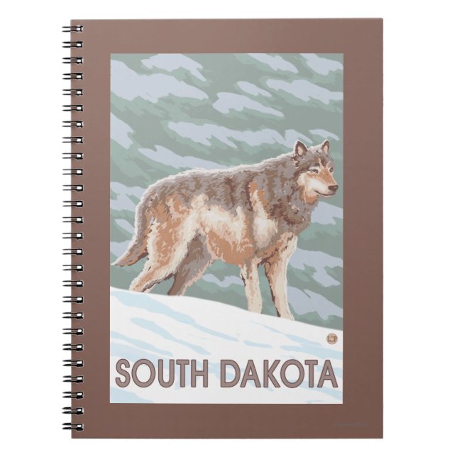 Carnet Loup gris debout Dakota du Sud (Devant)
