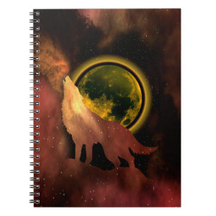 CARNET LOUP HURLANT DANS LA GALAXIE LUNAIRE DE L'ESPACE