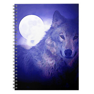 Carnet Loup, Lune et Nuit Bleue